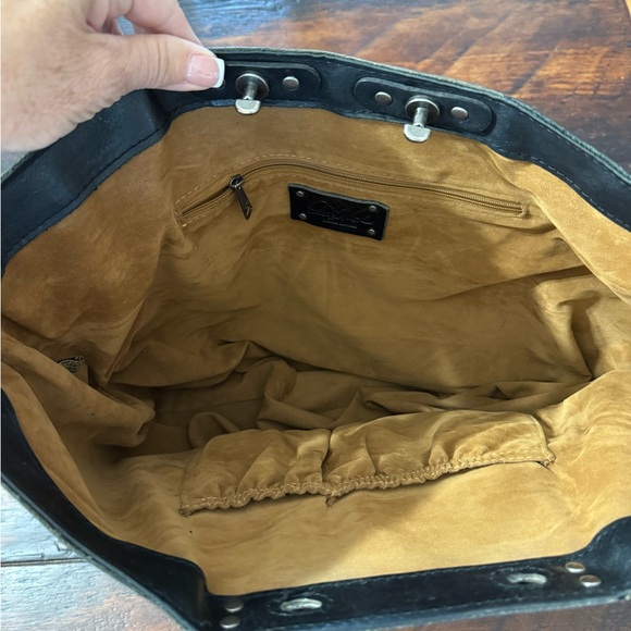 Patricia Nash Studded Black Leather Tote - Picture 5 of 6